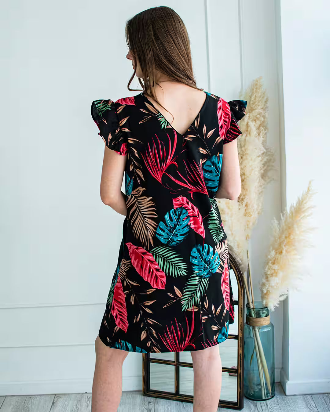 Vestido Stella – Tono Negro Hojas