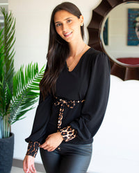 Polera Broome Black Mangas Print