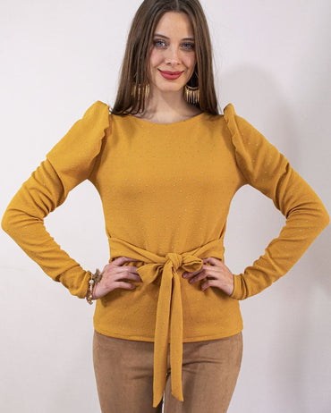 Polera Lana - Estilo Manga Princesa Color Mostaza