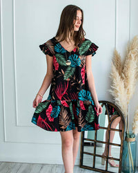 Vestido Bucarest – Tono Negro Hojas