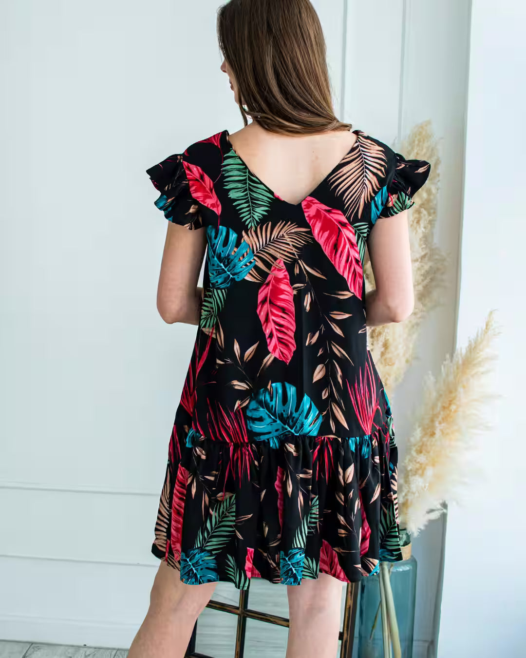 Vestido Bucarest – Tono Negro Hojas