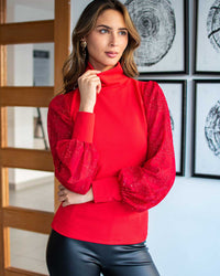 Polera Azira Cuello Beatle Manga Brillos
