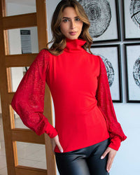 Polera Azira Cuello Beatle Manga Brillos