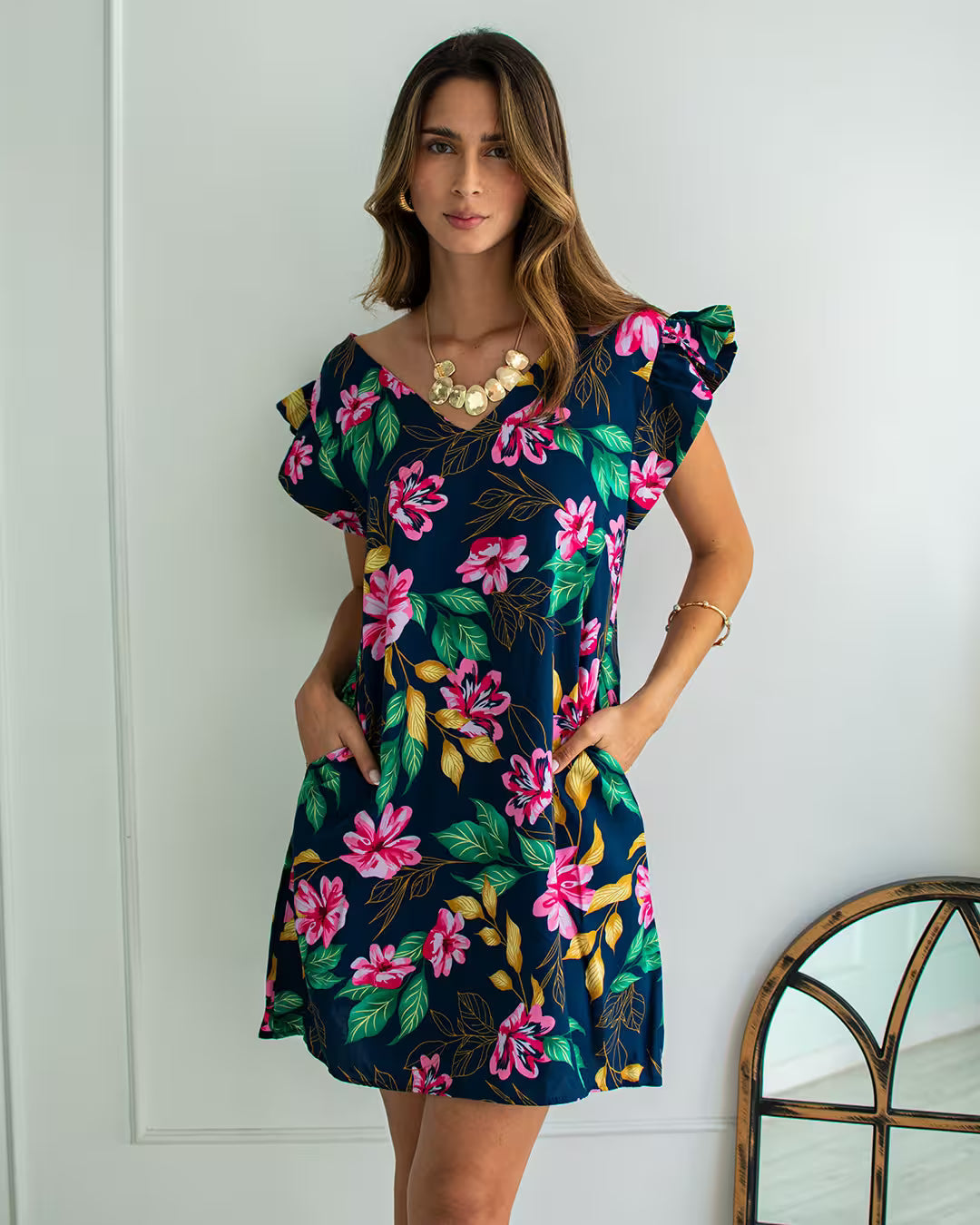 Vestido Stella - Tono Azul Floreado